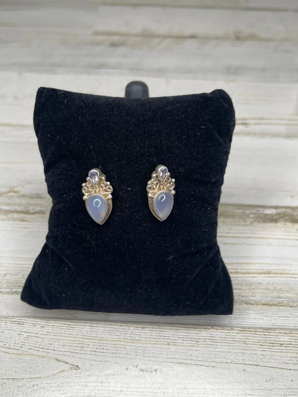 Sajen Sterling Silver Lavender Moonstone Drop Earrings